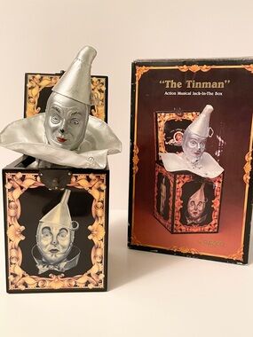 VTG 1988 Enesco Wizard of Oz Tin Man Musical Jack in the Box 50th Anniversary
